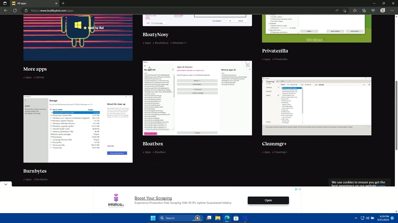 Bloatynosy main dashboard showing Let's customize your experience analysis screen